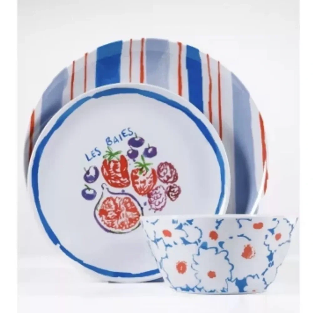 Sur La Table 12-Piece Multicolor Melamine Dinnerware Set 4 Place Settings